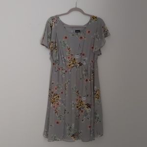 Torrid Floral Chiffon Women's Dress Grey Pink Floral Size 0X